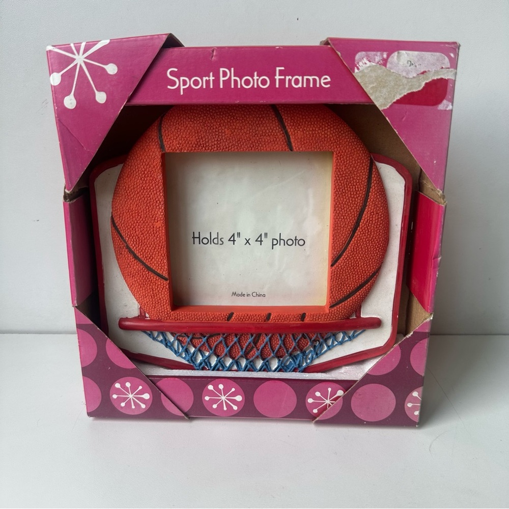 Basketball Picture Frame 4x4 Photo Size.  Memories . One NEW in the Box.